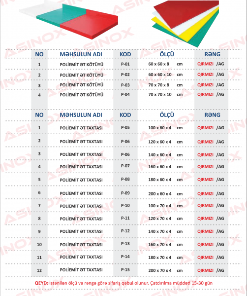 Poliemit ət kötükləri & ət taxtaları
